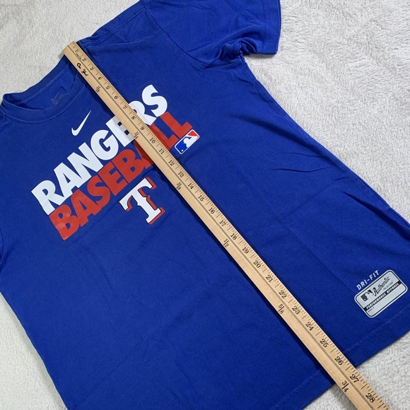 Texas Rangers Shirt Mens Medium Blue MLB Baseball Nike Dri Fit Performance Tee - Picture 7 of 13